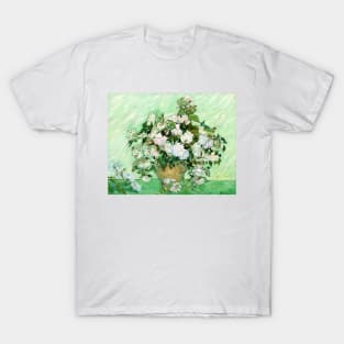 White Roses in a Vase 1890, Vincent Van Gogh T-Shirt